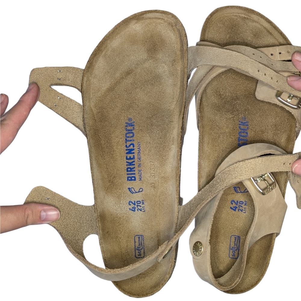 Birkenstock Nubuck Sandals Kumba Soft Footbed Beige EU 42 W 11-11.5 Wide - Picture 5 of 8